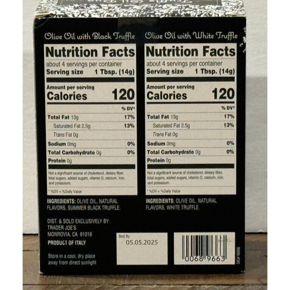 Trader Joe's Truffle Oil Duo Olive Oil with Black & White Truffle Oil-Exp 5/5/25 - Picture 2 of 6